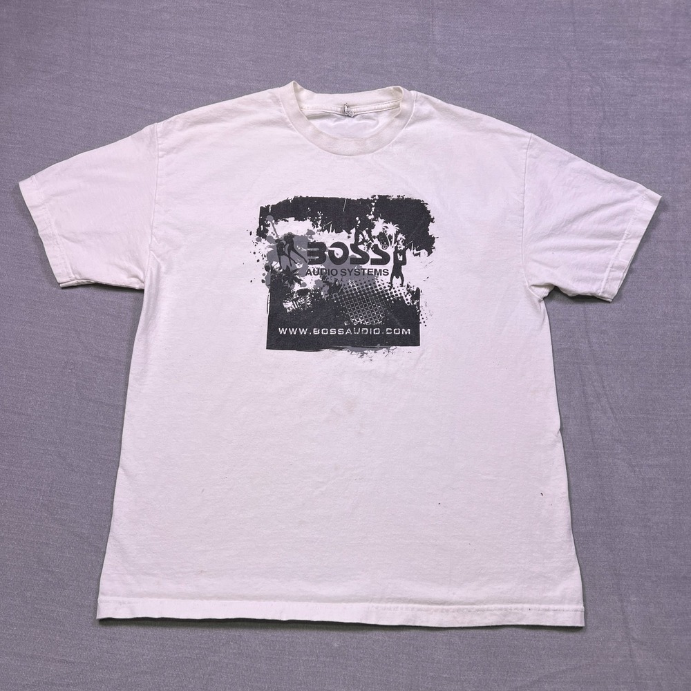 Alstyle Apparel BOSS Audio Systems Graphic T-Shirt Mens XL White Cotton